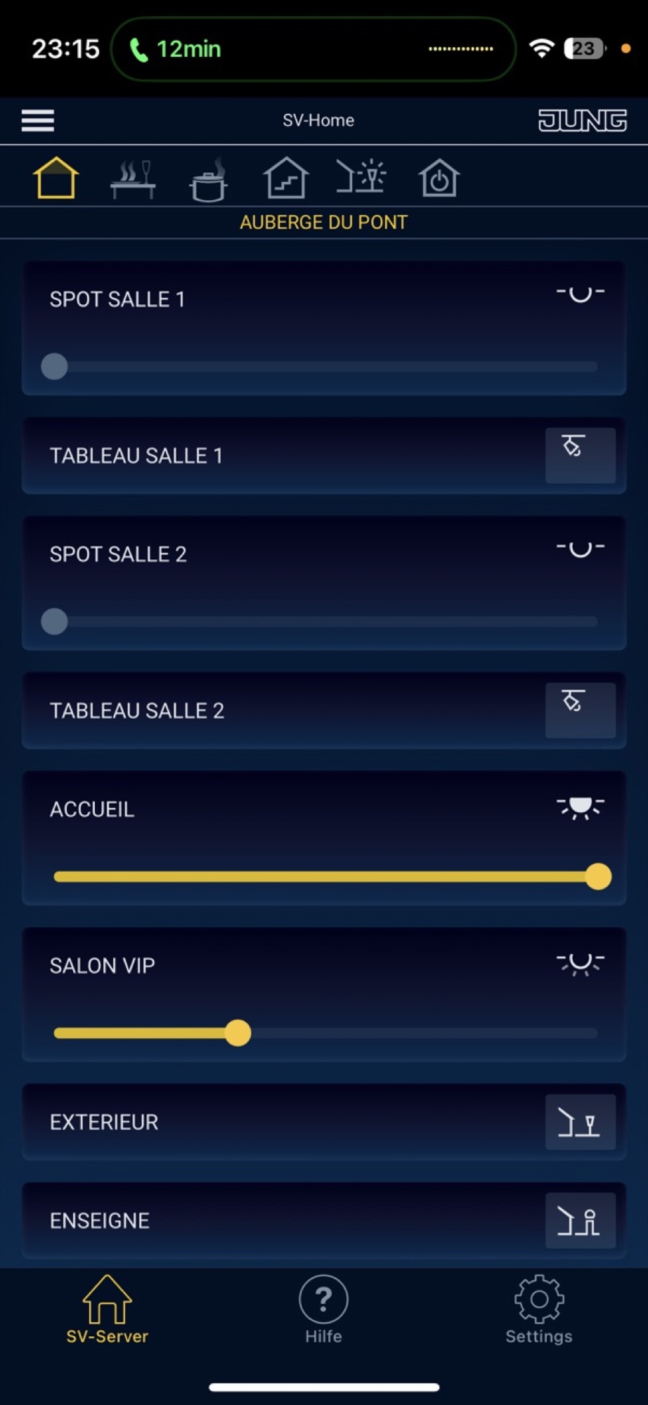 Pilotage de l’Auberge du Pont depuis un smartphone